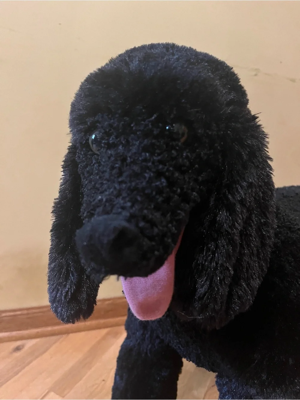 Melissa & Doug Black Plush Poodle Dog Toy with Pink Tongue